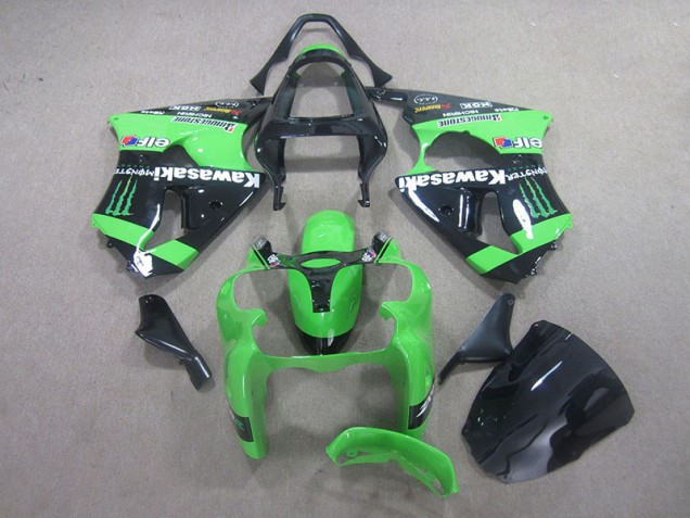 Best 2000-2002 Black Green Monster Kawasaki ZX6R Motor Fairings Best 2000-2002 Black Green Monster Kawasaki ZX6R Motor Fairings