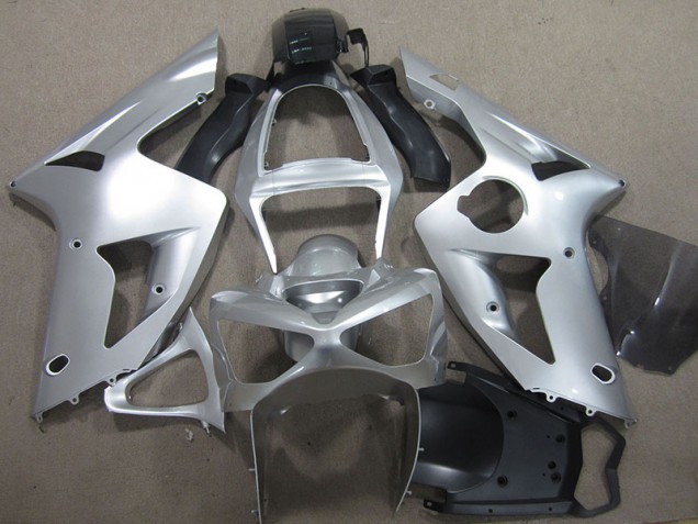 Best 2003-2004 Silver Kawasaki ZX6R Motorcycle Fairings Kit Best 2003-2004 Silver Kawasaki ZX6R Motorcycle Fairings Kit