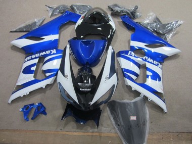 Best 2005-2006 Blue White Kawasaki ZX6R Motorcycle Replacement Fairings