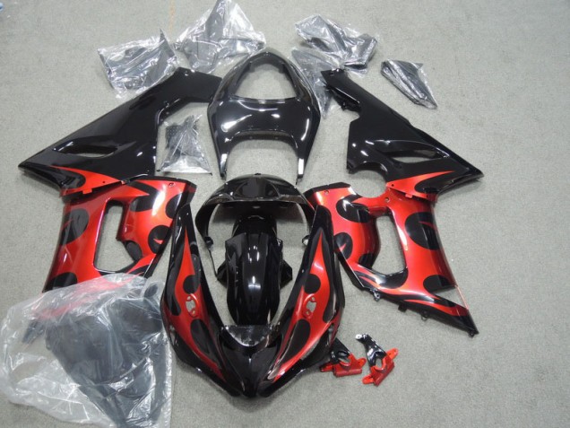 Best 2005-2006 Black Red Kawasaki ZX6R Motorcycle Fairings Best 2005-2006 Black Red Kawasaki ZX6R Motorcycle Fairings