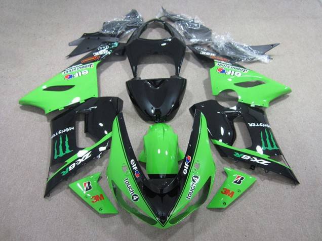 Best 2005-2006 Black Green 3M Touch4 Monster Kawasaki ZX6R Motorbike Fairing Best 2005-2006 Black Green 3M Touch4 Monster Kawasaki ZX6R Motorbike Fairing