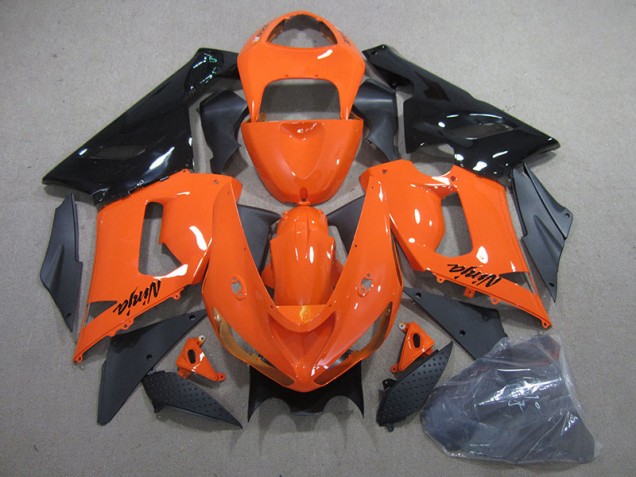 Best 2005-2006 Orange Black Ninja Kawasaki ZX6R Bike Fairing Best 2005-2006 Orange Black Ninja Kawasaki ZX6R Bike Fairing