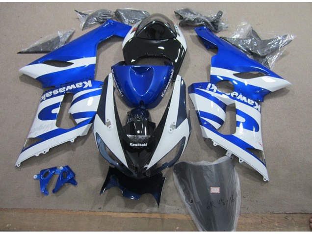 Best 2005-2006 Blue White Kawasaki ZX6R Replacement Motorcycle Fairings Best 2005-2006 Blue White Kawasaki ZX6R Replacement Motorcycle Fairings