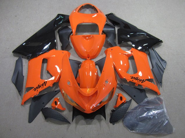 Best 2005-2006 Orange Black Ninja Kawasaki ZX6R Motorbike Fairing Kits