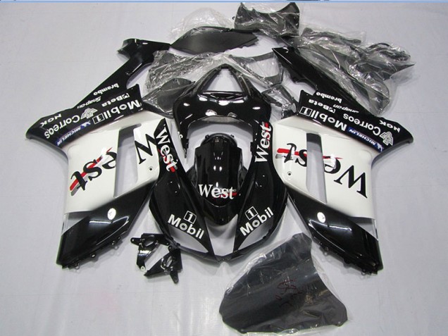 Best 2007-2008 Black West Mobil Kawasaki ZX6R Motorcycle Bodywork
