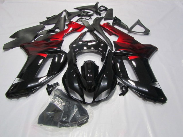 Best 2007-2008 Black Red Kawasaki ZX6R Motorcycle Fairings Kit Best 2007-2008 Black Red Kawasaki ZX6R Motorcycle Fairings Kit