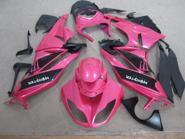 Best 2009-2012 Pink Black Monster Kawasaki ZX6R Motor Fairings Best 2009-2012 Pink Black Monster Kawasaki ZX6R Motor Fairings