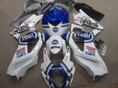 Best 2007-2008 White Blue Lucky Strike Red Motul Suzuki GSXR1000 Moto Fairings
