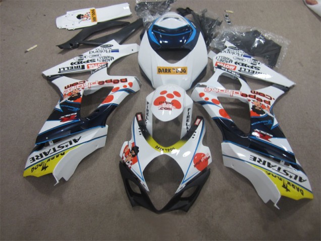 Best 2007-2008 White Blue Dark Dog Suzuki GSXR1000 Bike Fairing Best 2007-2008 White Blue Dark Dog Suzuki GSXR1000 Bike Fairing
