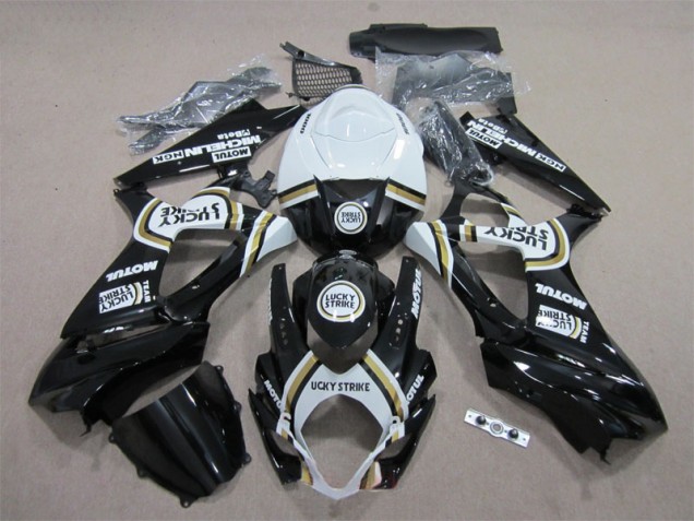 Best 2007-2008 Black Lucky Strike White Motul Suzuki GSXR1000 Bike Fairing Kit Best 2007-2008 Black Lucky Strike White Motul Suzuki GSXR1000 Bike Fairing Kit