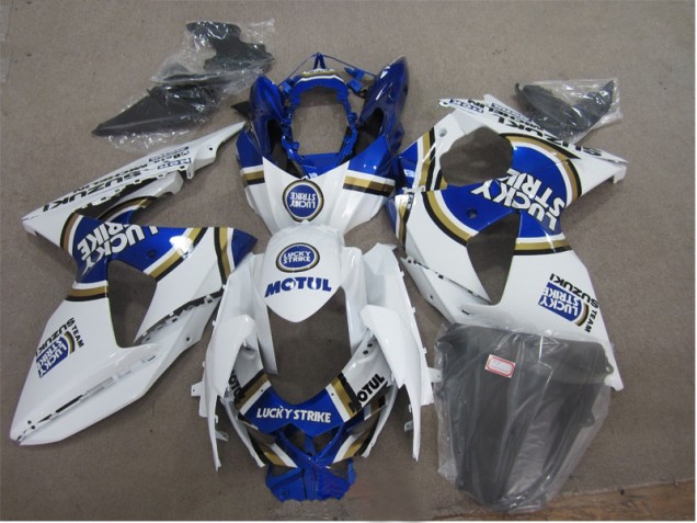 Best 2009-2016 White Lucky Strike Blue Motul Suzuki GSXR1000 Motorcylce Fairings Best 2009-2016 White Lucky Strike Blue Motul Suzuki GSXR1000 Motorcylce Fairings