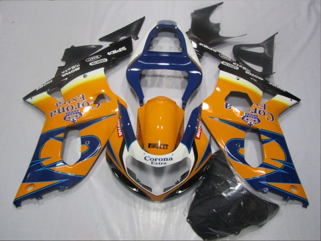Best 2001-2003 Blue Orange Corona Extra Suzuki GSXR600 Bike Fairing