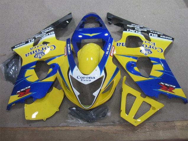 Best 2004-2005 Yellow Blue Corona Extra Suzuki GSXR600 Motorcycle Fairings Best 2004-2005 Yellow Blue Corona Extra Suzuki GSXR600 Motorcycle Fairings