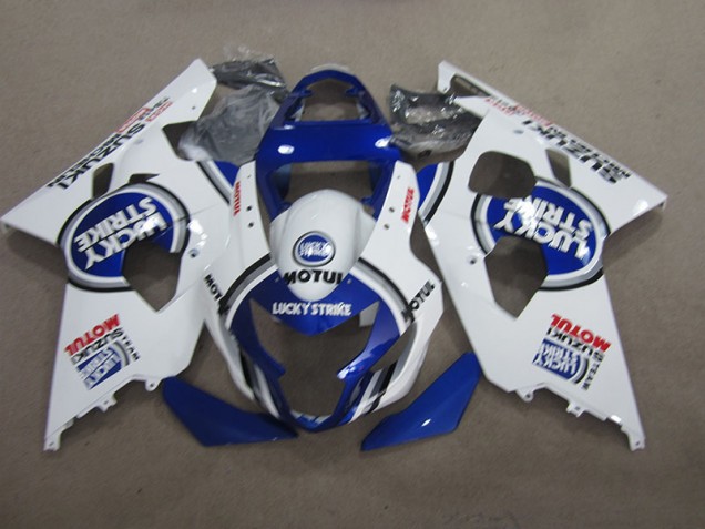 Best 2004-2005 Blue White Lucky Strike Motul Suzuki GSXR600 Moto Fairings Best 2004-2005 Blue White Lucky Strike Motul Suzuki GSXR600 Moto Fairings