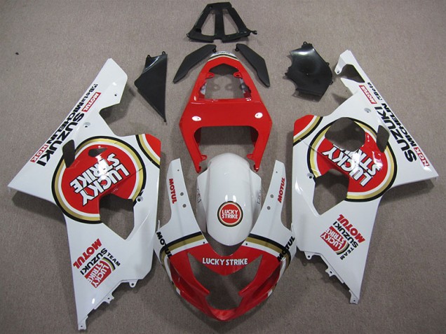 Best 2004-2005 Red White Lucky Strike Motul Suzuki GSXR600 Motorcycle Replacement Fairings Best 2004-2005 Red White Lucky Strike Motul Suzuki GSXR600 Motorcycle Replacement Fairings