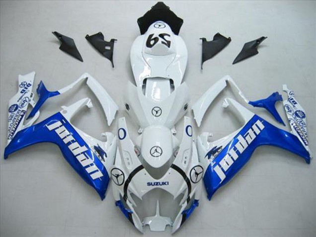 Best 2006-2007 White Blue Jordan Suzuki GSXR600 Motorcycle Fairings Kit Best 2006-2007 White Blue Jordan Suzuki GSXR600 Motorcycle Fairings Kit