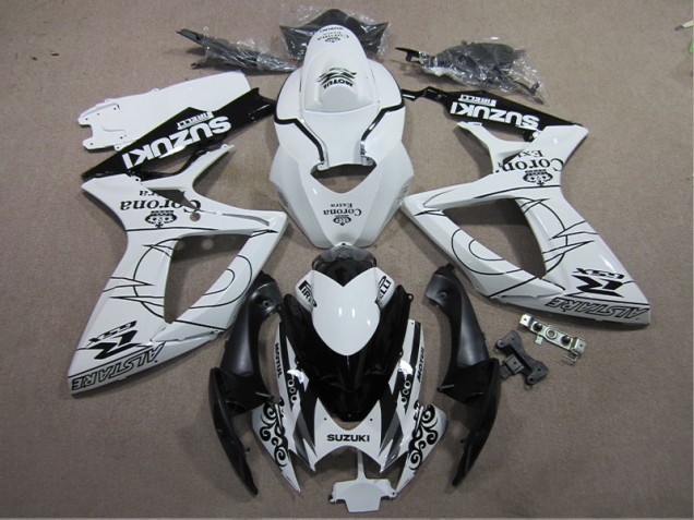 Best 2006-2007 White Black Corona Extra Suzuki GSXR600 Motorcylce Fairings Best 2006-2007 White Black Corona Extra Suzuki GSXR600 Motorcylce Fairings
