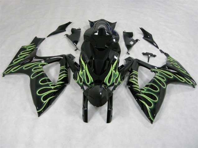 Best 2006-2007 Black Green Flame Suzuki GSXR600 Motorcycle Fairings Best 2006-2007 Black Green Flame Suzuki GSXR600 Motorcycle Fairings