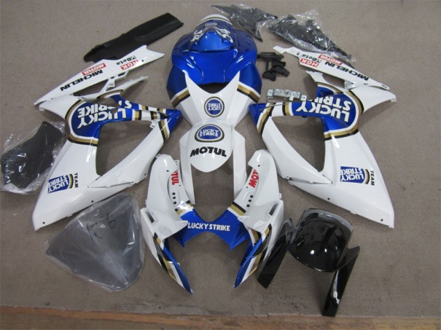 Best 2006-2007 White Blue Lucky Strike Motul Suzuki GSXR600 Motorcycle Fairing Best 2006-2007 White Blue Lucky Strike Motul Suzuki GSXR600 Motorcycle Fairing
