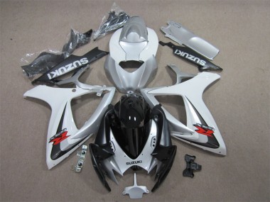 Best 2006-2007 Black White Suzuki GSXR600 Motorcycle Fairing Kit
