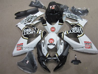 Best 2006-2007 Black White Lucky Strike Motul Suzuki GSXR600 Bike Fairing