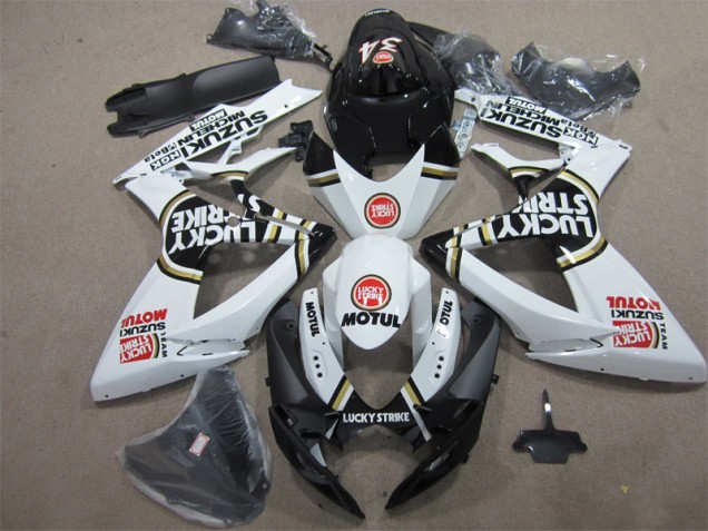 Best 2006-2007 Black White Lucky Strike Motul Suzuki GSXR600 Bike Fairing Best 2006-2007 Black White Lucky Strike Motul Suzuki GSXR600 Bike Fairing