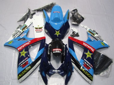 Best 2006-2007 Blue White Rockstar Makita Suzuki GSXR600 Motor Bike Fairings