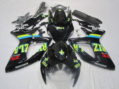 Best 2006-2007 Black Yellow Rizla Suzuki GSXR600 Moto Fairings