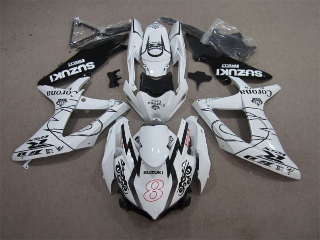 Best 2008-2010 White Black Corona Extra Motul 8 Suzuki GSXR600 Replacement Motorcycle Fairings Best 2008-2010 White Black Corona Extra Motul 8 Suzuki GSXR600 Replacement Motorcycle Fairings