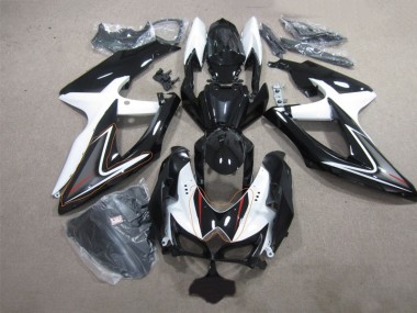 Best 2008-2010 Black White Suzuki GSXR600 Replacement Fairings