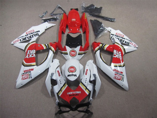 Best 2008-2010 White Lucky Strike Red Motul Suzuki GSXR600 Motorbike Fairing
