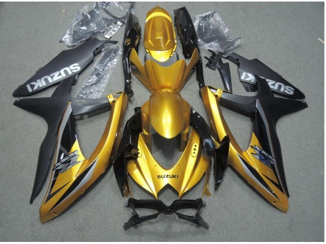 Best 2008-2010 Black Gold Suzuki GSXR600 Motor Bike Fairings