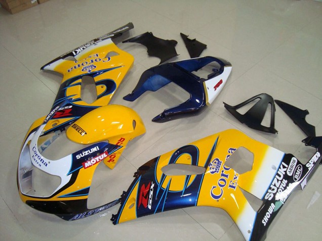 Best 2001-2003 Yellow Blue Corona Extra Motul Suzuki GSXR750 Motorcycle Fairings Kits