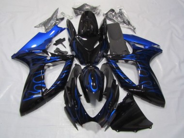 Best 2006-2007 Black Blue Flame Suzuki GSXR750 Bike Fairings