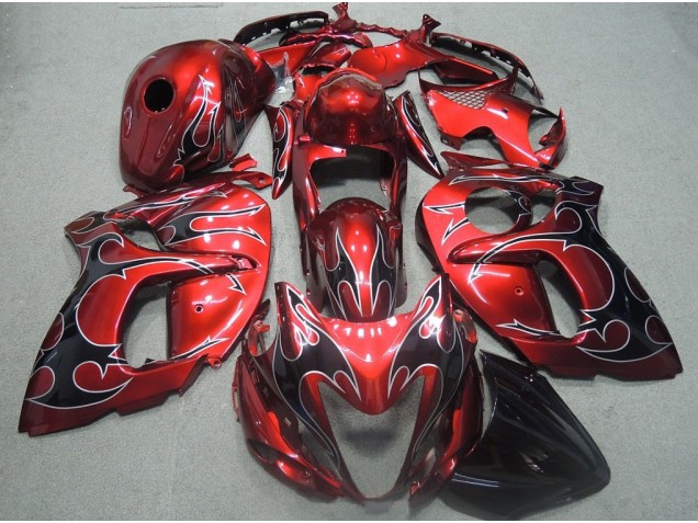 Best 2008-2019 Red Black Flame Suzuki GSXR1300 Hayabusa Motorcyle Fairings