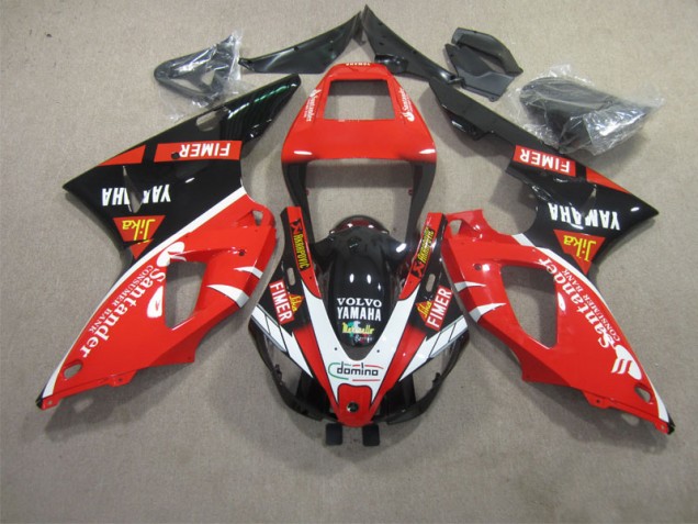 Best 1998-1999 Red Black White Santander Yamaha YZF R1 Motorcyle Fairings