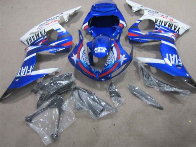 Best 2002-2003 Blue White Motul Fiat Yamaha YZF R1 Moto Fairings