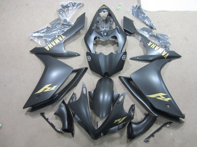 Best 2007-2008 Black Gold Decal Yamaha YZF R1 Bike Fairing