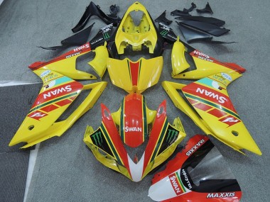 Best 2007-2008 Yellow Red Swan Yamaha YZF R1 Moto Fairings