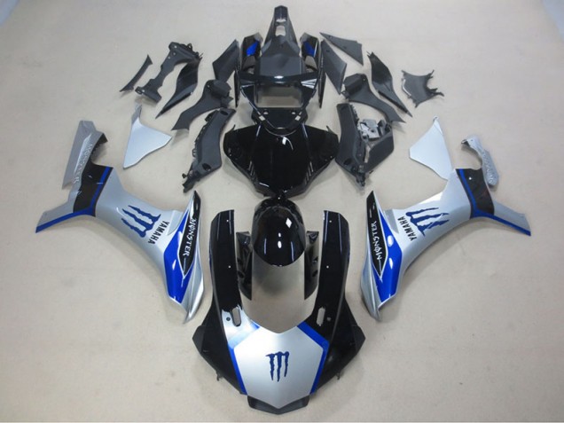 Best 2015-2019 Silver Black Blue Monster Yamaha YZF R1 Motorcycle Fairing Kits