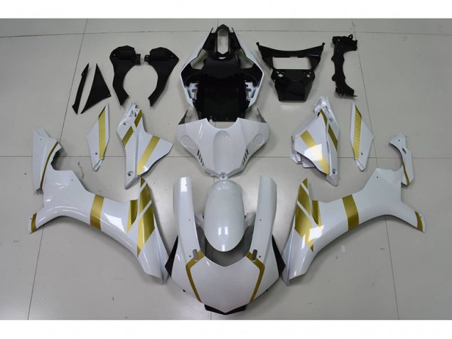 Best 2015-2019 White with Gold Decal Yamaha YZF R1 Motor Fairings Best 2015-2019 White with Gold Decal Yamaha YZF R1 Motor Fairings